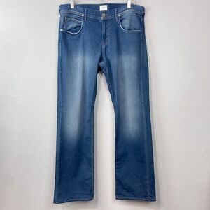 Hudson Jeans Mens Size 34 Clifton Bootcut Blue Mudd Wash Faded Denim V Pocket